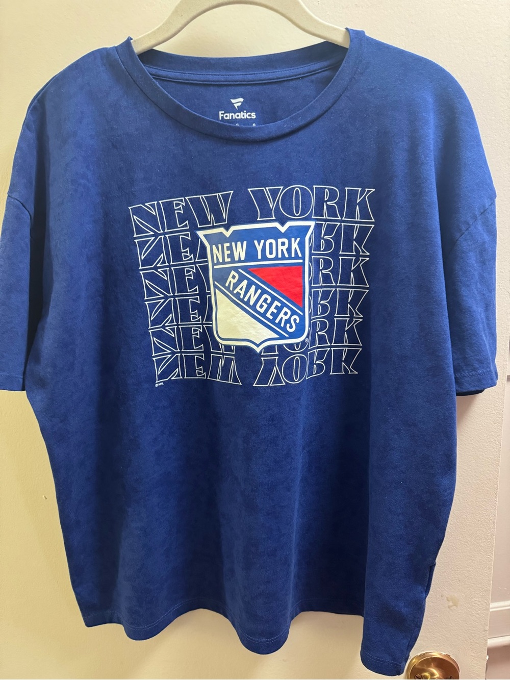 New York Rangers Fanatics Royal Blue Graphic Tee with White Logo large